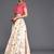 cream digital floral print satin silk lehenga choli with dupatta