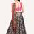 grey digital floral print satin silk lehenga choli with dupatta