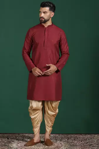 Red embroidered kurta patiala set     traditional indian outfit for weddings