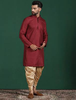Red embroidered kurta patiala set     traditional indian outfit for weddings 3