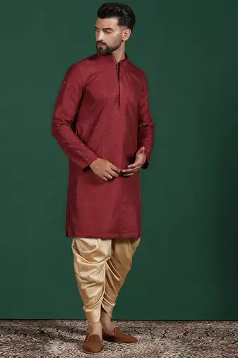 Red embroidered kurta patiala set     traditional indian outfit for weddings