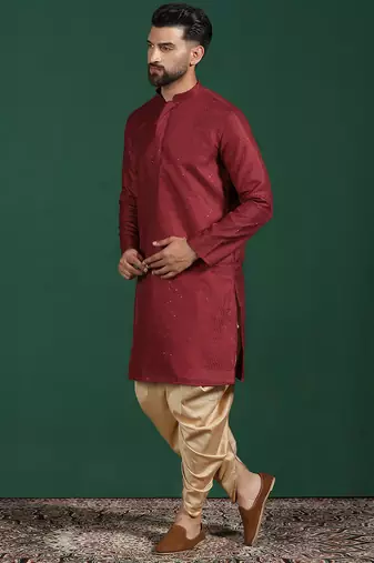 Red embroidered kurta patiala set     traditional indian outfit for weddings