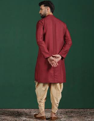 Red embroidered kurta patiala set     traditional indian outfit for weddings 5
