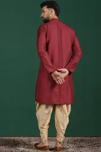 Red embroidered kurta patiala set     traditional indian outfit for weddings