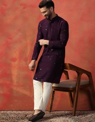 Purple sequins kurta pyjama set     sparkling indian outfit for celebrations 1