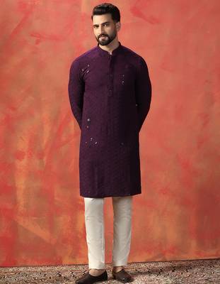 Purple sequins kurta pyjama set     sparkling indian outfit for celebrations 2