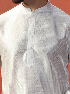 White embroidered kurta pant set     sophisticated indian traditional wear 5