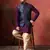 Blue jacquard kurta jacket patiala set     designer indian traditional wear