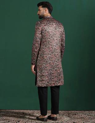 Maroon sherwani trouser set with paisley design     regal indian wedding attire 5