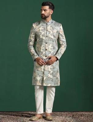 multicolor sherwani pyjama set with paisley sherwani 1