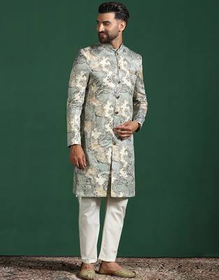 multicolor sherwani pyjama set with paisley sherwani 2