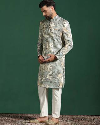 multicolor sherwani pyjama set with paisley sherwani 3