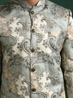 multicolor sherwani pyjama set with paisley sherwani 5