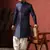 Navy Blue Embroidered Sherwani with Golden Patiala