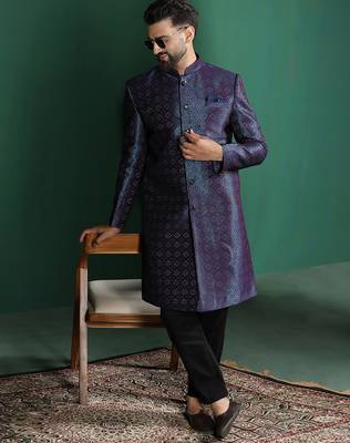 Navy blue Indo-western Dress In Embroidery for Formal Indian Weddings 1