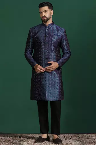 Navy blue Indo-western Dress In Embroidery for Formal Indian Weddings
