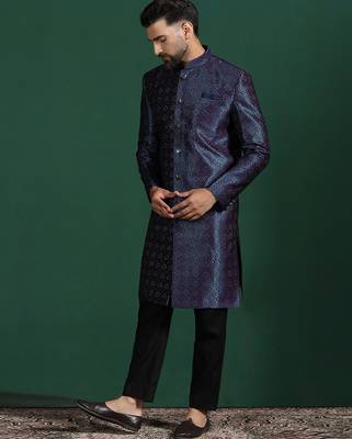 Navy blue Indo-western Dress In Embroidery for Formal Indian Weddings 3