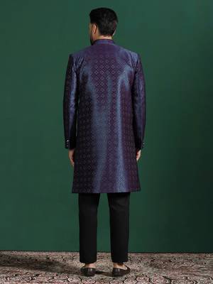 Navy blue Indo-western Dress In Embroidery for Formal Indian Weddings 4