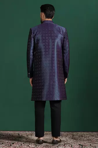 Navy blue Indo-western Dress In Embroidery for Formal Indian Weddings