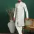 Cream sherwani pyjama set with paisley design     indian traditional wedding wear