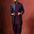 Navy blue open sherwani kurta pyjama set     embroidered traditional indian wear