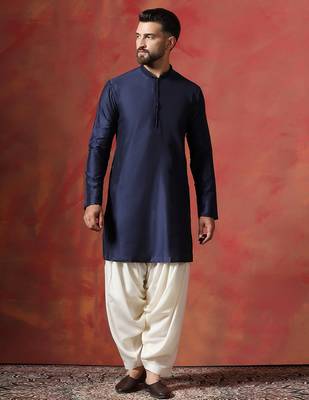 Blue paisley design open sherwani kurta pyjama set     unique indian ethnic wear 4
