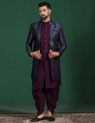 Navy blue indowestern dhoti set with embroidery     fusion indian wedding wear 2