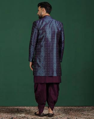 Navy blue indowestern dhoti set with embroidery     fusion indian wedding wear 5