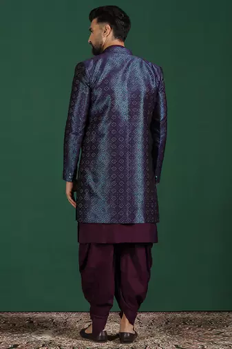 Navy blue indowestern dhoti set with embroidery     fusion indian wedding wear