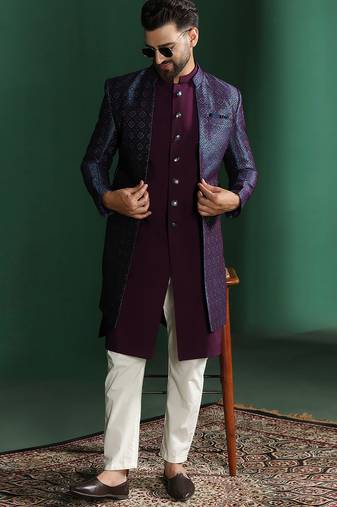 Navy blue indowestern pyjama set with embroidery – modern indian traditional outfit