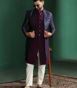 navy blue indowestern pyjama set with embroidery