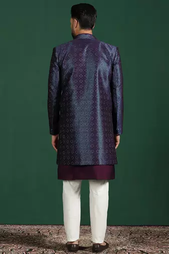 navy blue indowestern pyjama set with embroidery