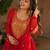 Red faux blooming anarkali gown