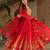 Red faux blooming anarkali gown