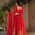 Red faux blooming anarkali gown