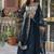 Midnight blue faux blooming anarkali gown