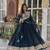 Midnight blue faux blooming anarkali gown