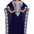 Graceful Navy Blue Georgette Stitched Kaftan with Classic White Embroidery and Batwing Sleeves