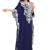 Graceful Navy Blue Georgette Stitched Kaftan with Classic White Embroidery and Batwing Sleeves