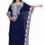 Graceful Navy Blue Georgette Stitched Kaftan with Classic White Embroidery and Batwing Sleeves