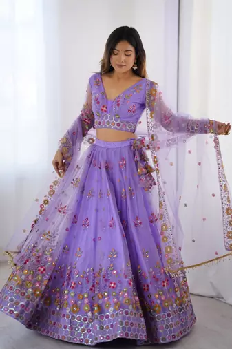 Lavender Lehenga Choli with Thread and sequin Work 