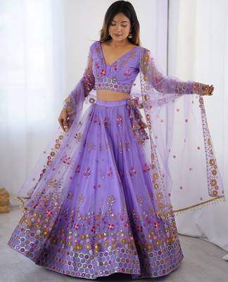 Lavender Lehenga Choli with Thread and sequin Work  1