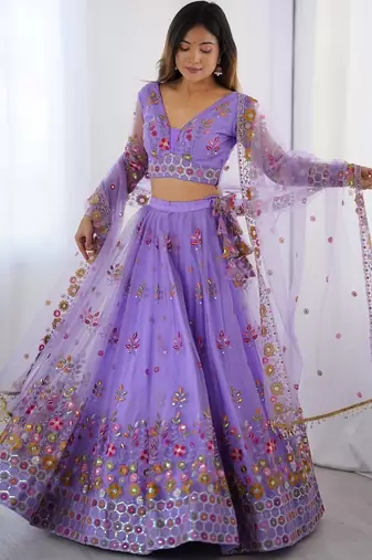 Lavender Lehenga Choli with Thread and sequin Work 