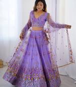 Lavender Lehenga Choli with Thread and sequin Work 