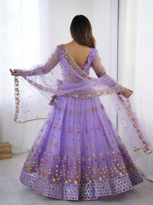 Lavender Lehenga Choli with Thread and sequin Work  2