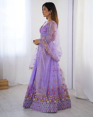Lavender Lehenga Choli with Thread and sequin Work  3