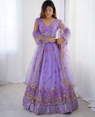 Lavender Lehenga Choli with Thread and sequin Work  4