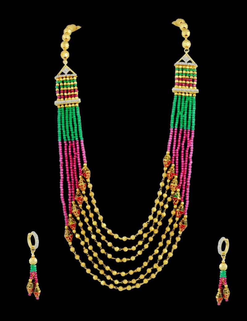 Multi Colour Traditional Rajwadi Mala Set Jewellery for Women Orniza