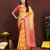 Yellow zari embroidey work silk designer saree with blouse piece