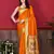 Orange zari weaving paithani silk blend festival saree with blouse
